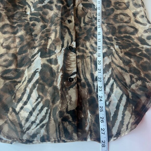 Via Max Sheer Leopard & Zebra Print Button-Up Blouse Vintage Womens Small - Picture 4 of 7